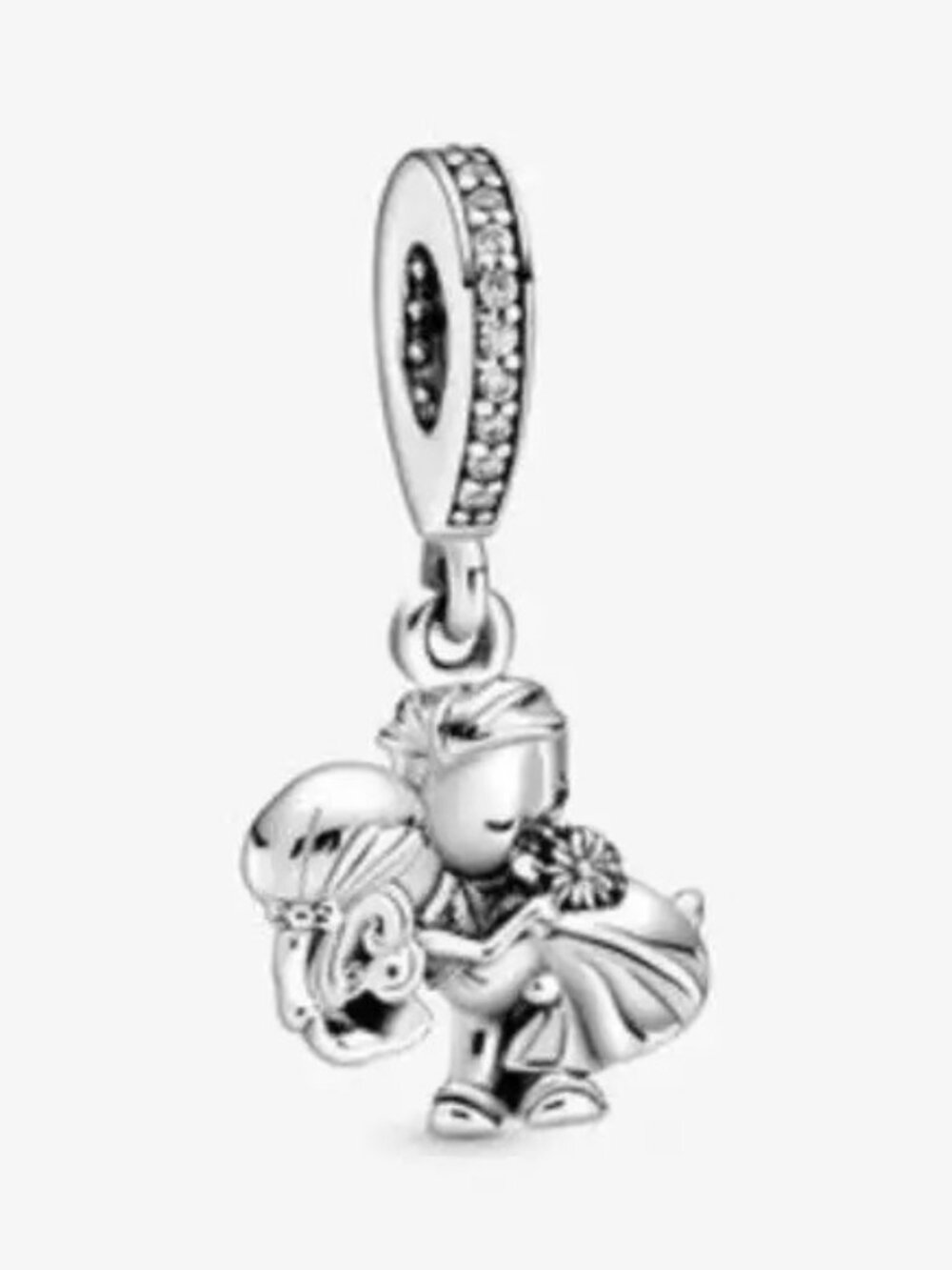 New Pandora Married couple sterling silver dangle with clear cubic charm
